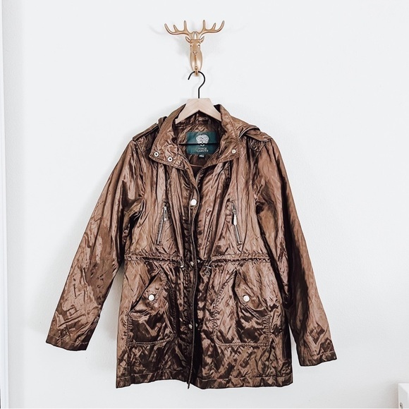 Vince Camuto Women's Brown Full Zip Hooded Coat Jacket Size Large - Picture 1 of 6